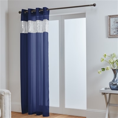 Sparkle Sequin Eyelet Voile Panel (Navy)