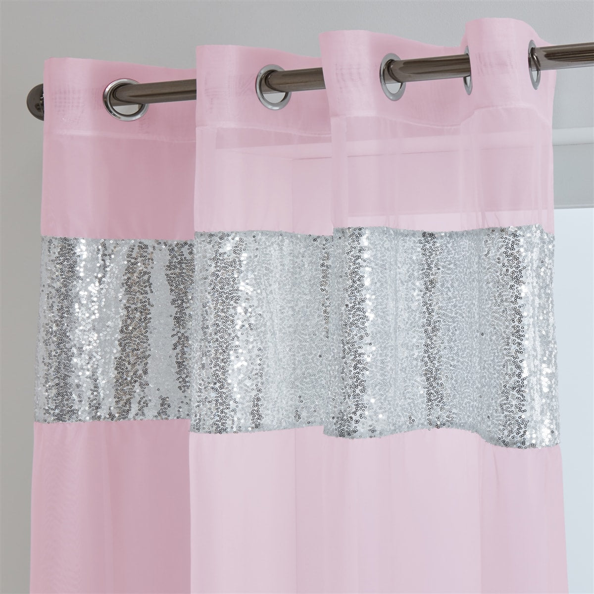 Sparkle Sequin Eyelet Voile Panel (Pink)