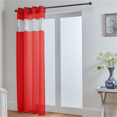 Sparkle Sequin Eyelet Voile Panel (Red)