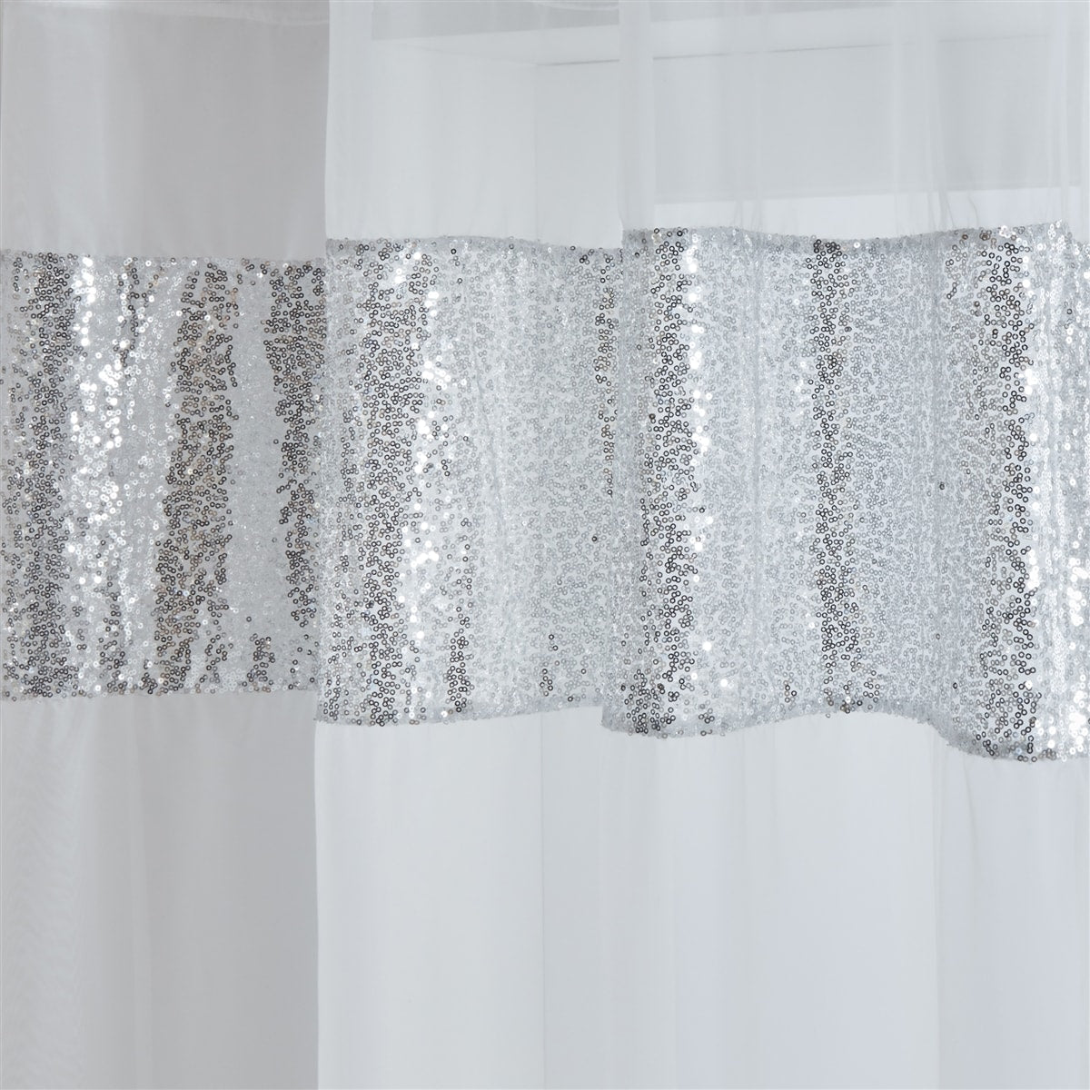 Sparkle Sequin Eyelet Voile Panel (White)