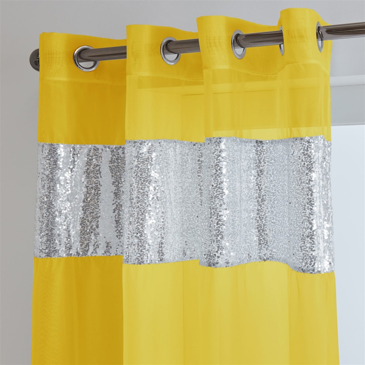 Sparkle Sequin Eyelet Voile Panel (Yellow)