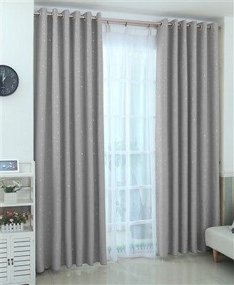 Stars Thermal Blackout Ready Made Eyelet Curtains (Silver)