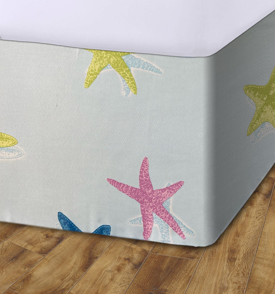 Starfish seashell Elasticated Divan Bed Valance (Blue)