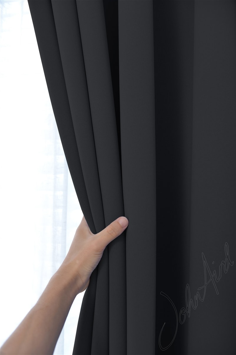 Thermal Blackout Ready Made Pencil Pleat Tape Top Curtains + Tie Backs Multiple Colour options (Black)