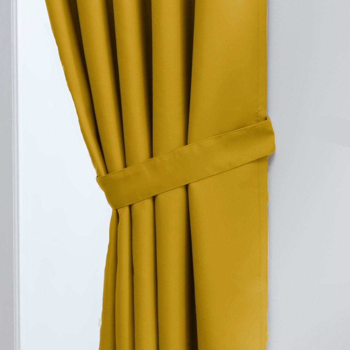 Thermal Blackout Ready Made Eyelet Curtains + Tie Backs (Ochre)