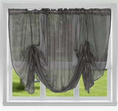 'Voile Tie Blind' Dark Grey 48" Drop