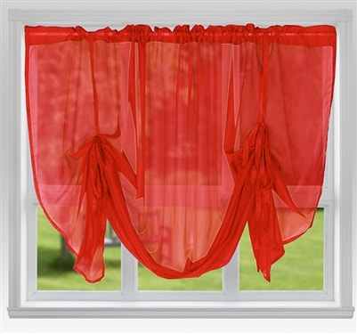 'Voile Tie Blind' Pastel Red 54" Drop