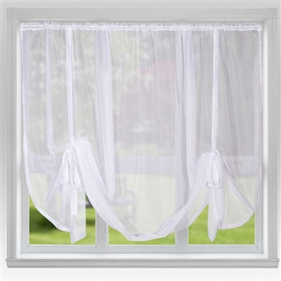 'Voile Tie Blind' White 48" Drop