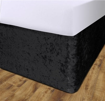 Crushed Velvet Elasticated Divan Bed Valance (Black)