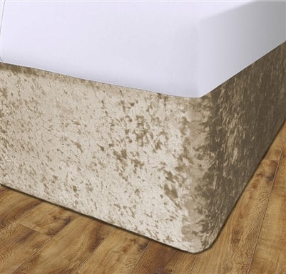 Crushed Velvet Elasticated Divan Bed Valance (Cream)