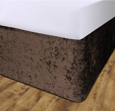 Crushed Velvet Elasticated Divan Bed Valance (Mocha)