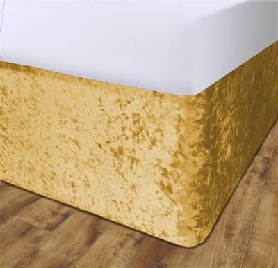 Crushed Velvet Elasticated Divan Bed Valance (Ochre)