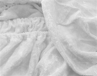 Crushed Velvet Elasticated Divan Bed Valance (White)