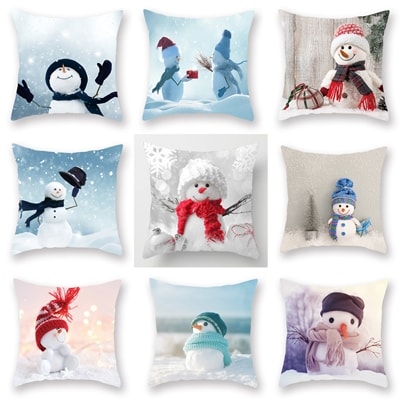 Christmas Xmas Snowman Cushion Covers 18" x 18"