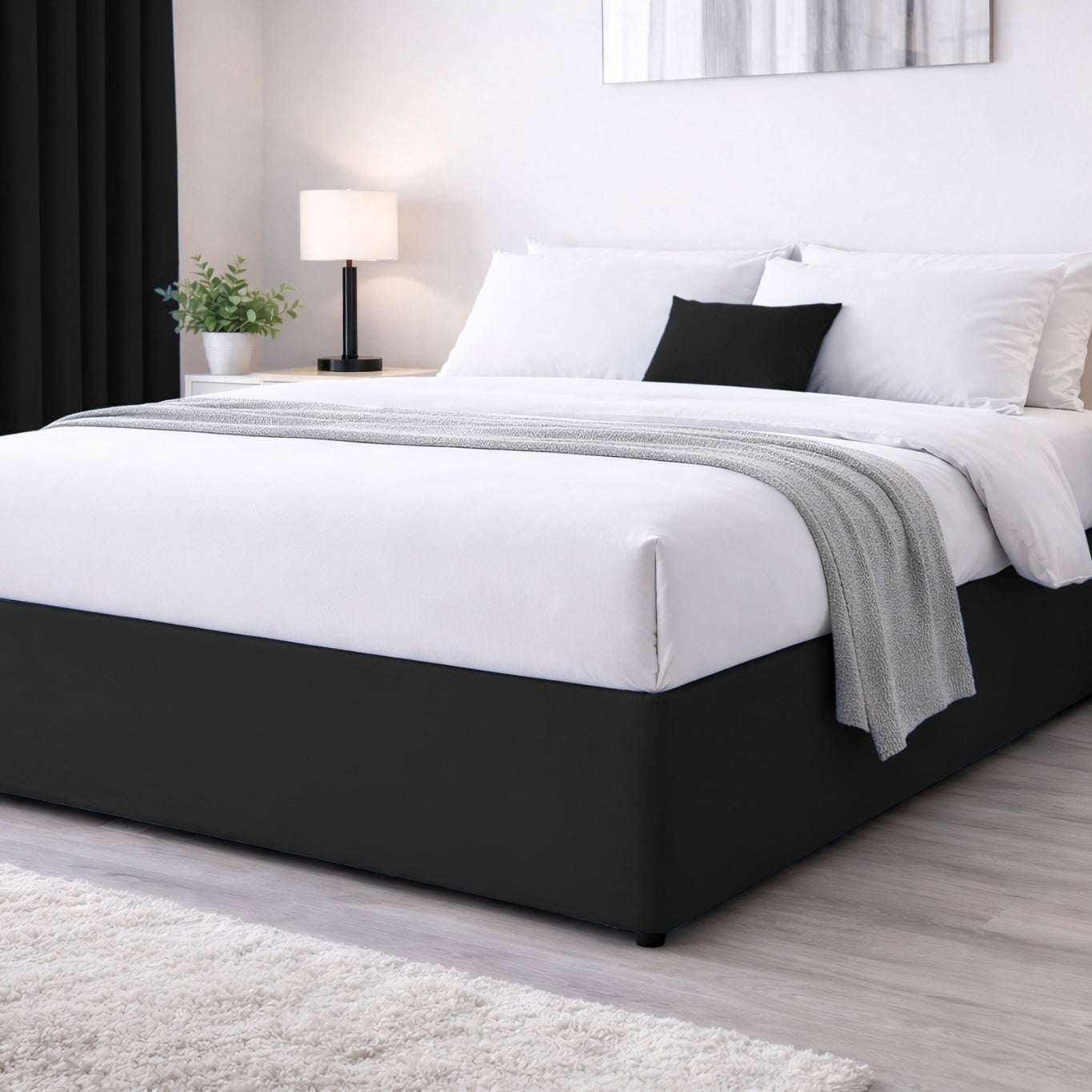 Elasticated Divan Bed Valance (Black)
