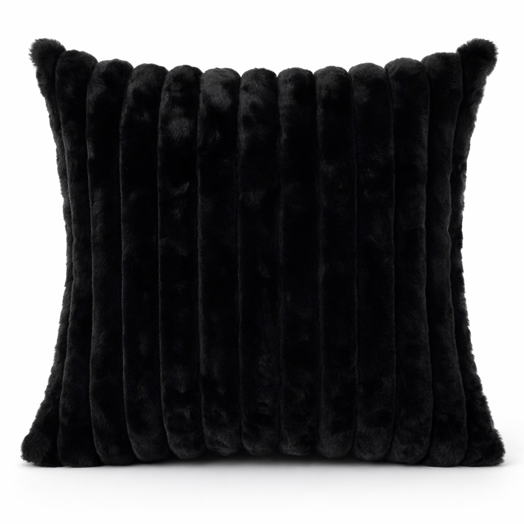 Ribbed Faux Fur Cushion Cover – Soft Plush Decorative Pillow (Multiple Colours and Sizes)