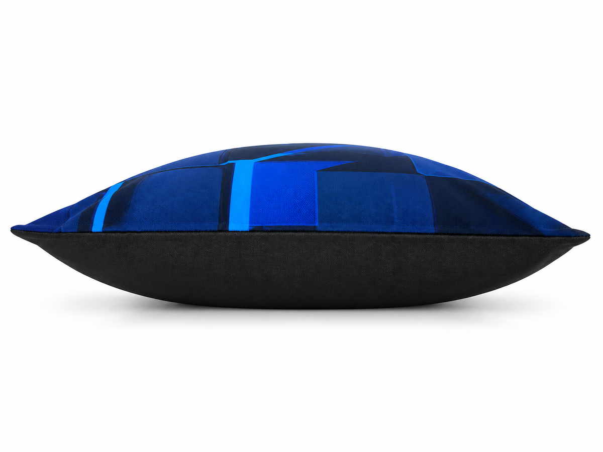 3D Gamer Digital Print Cushion Cover – Blue & Black – 18" × 18"