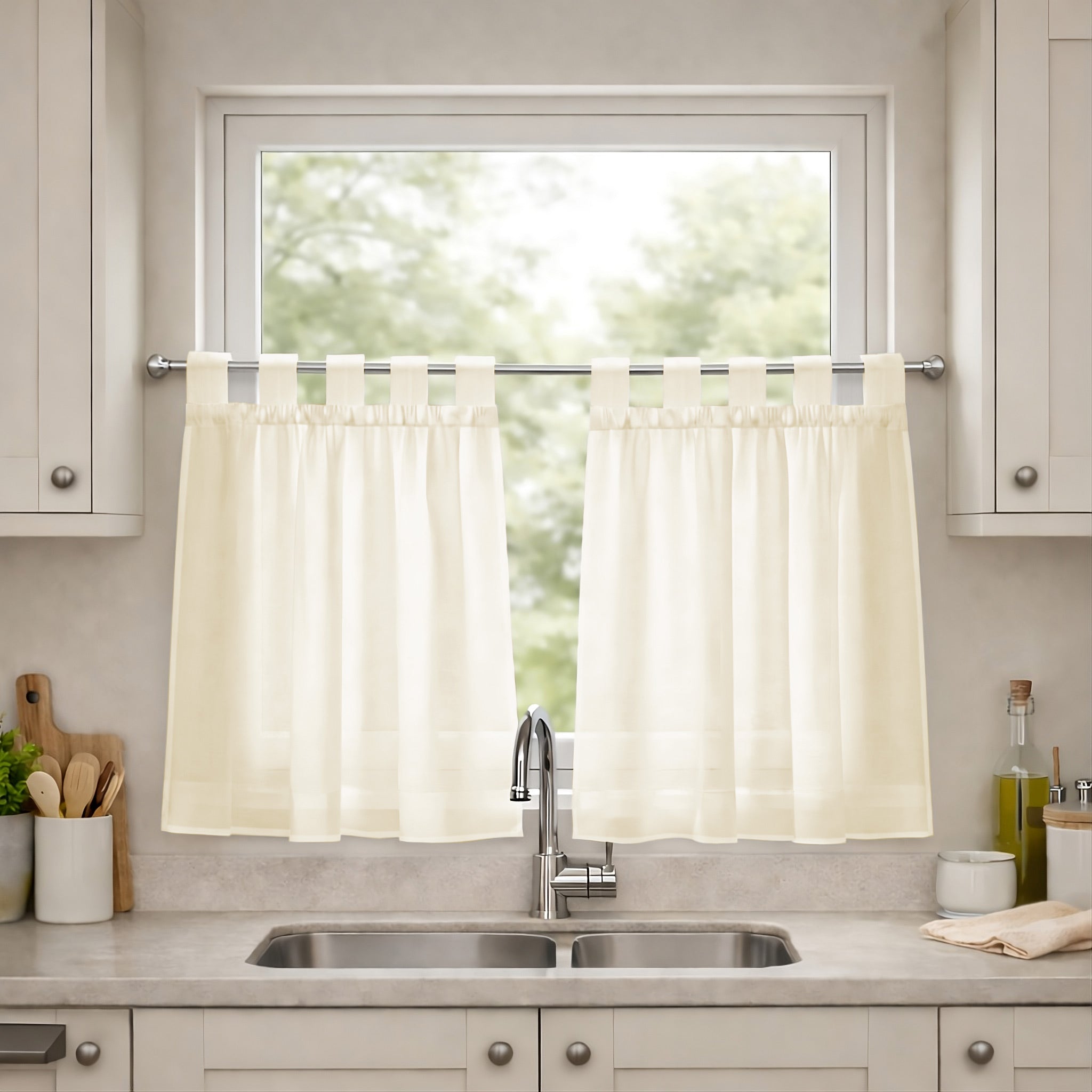 Lucy Pair Voile Tab Top Cafe Curtain Panels