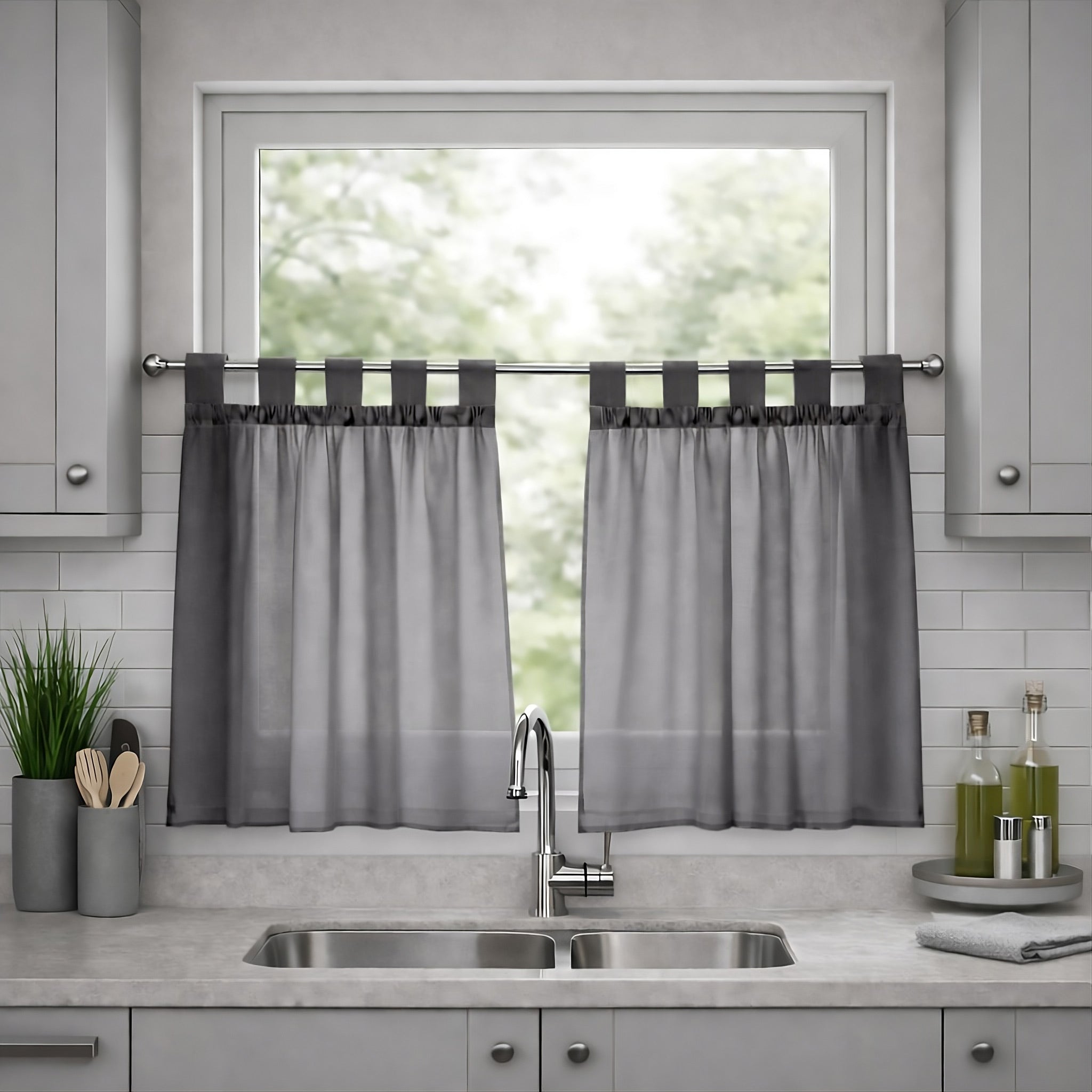 Lucy Pair Voile Tab Top Cafe Curtain Panels