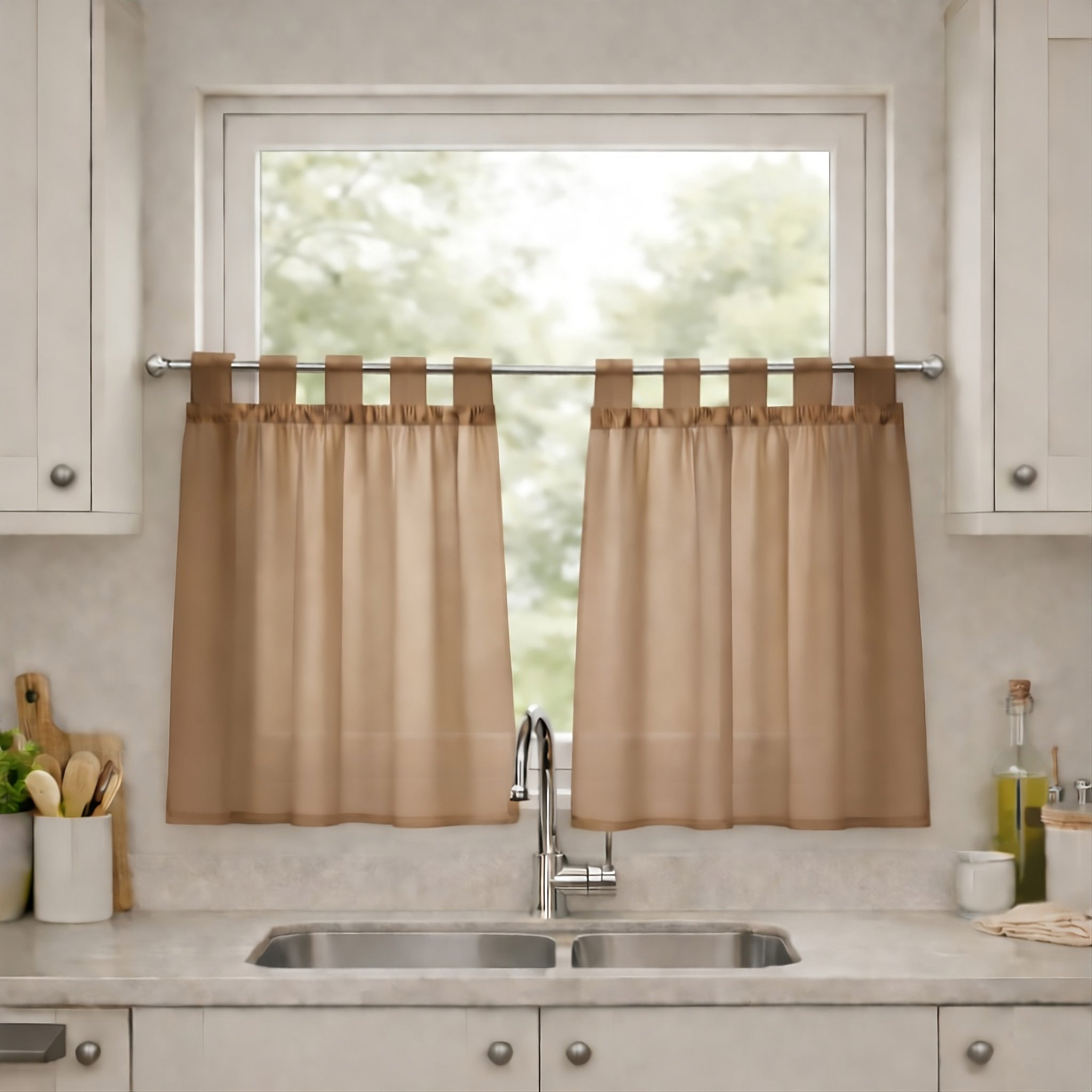 Lucy Pair Voile Tab Top Cafe Curtain Panels
