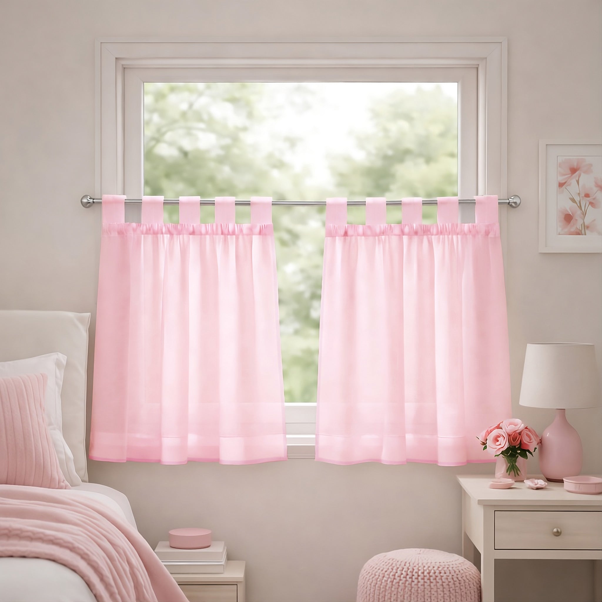 Lucy Pair Voile Tab Top Cafe Curtain Panels