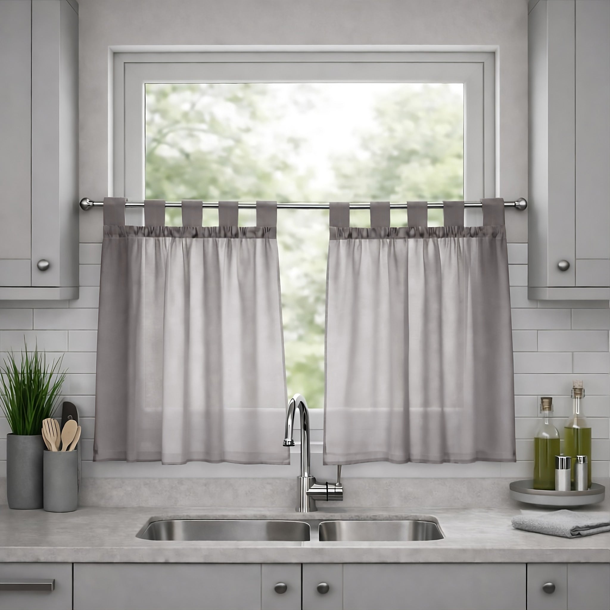 Lucy Pair Voile Tab Top Cafe Curtain Panels