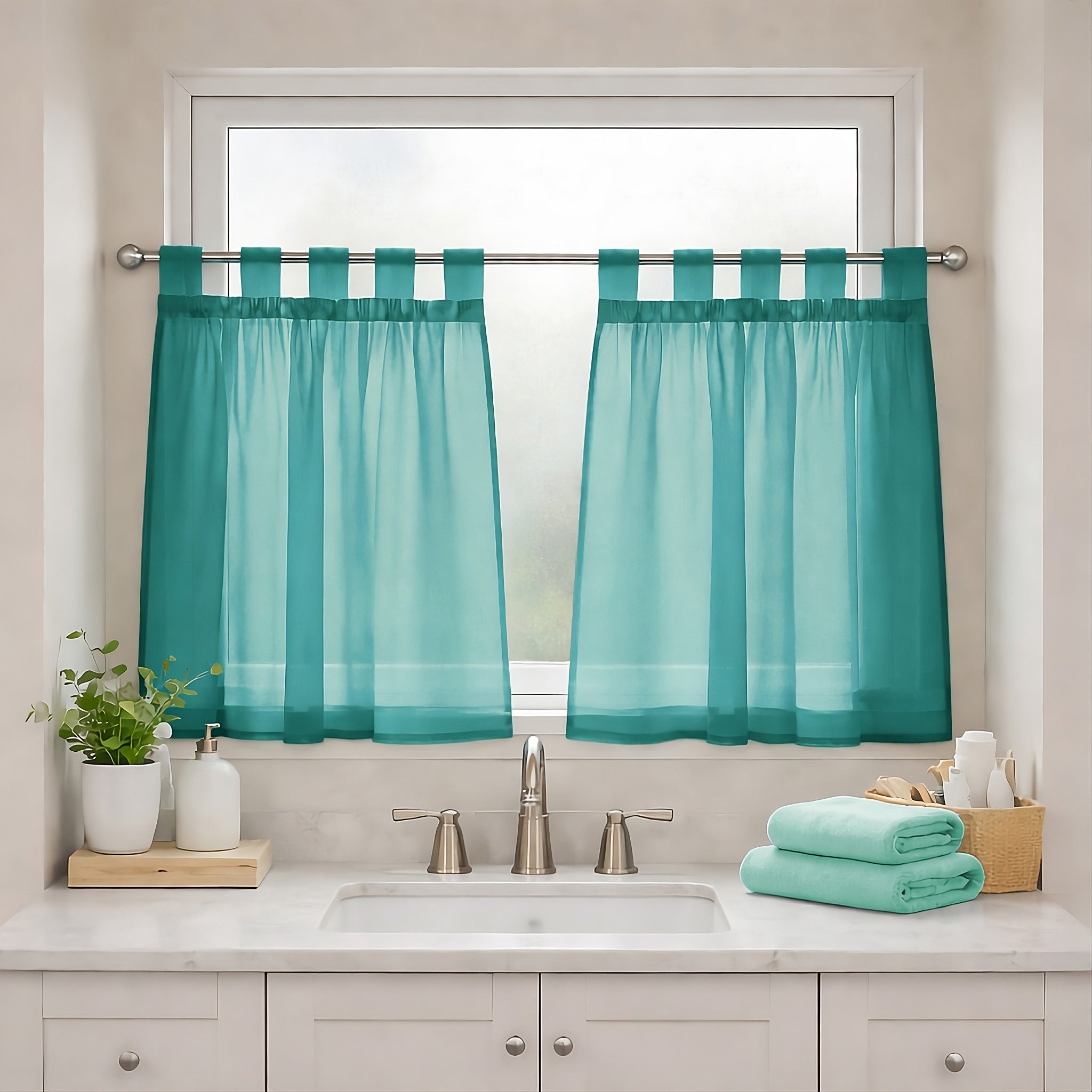 Lucy Pair Voile Tab Top Cafe Curtain Panels