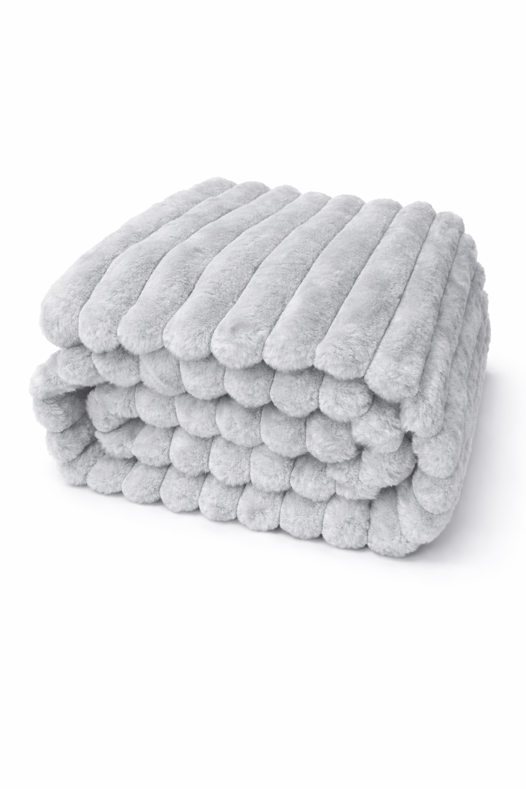 Ribbed Extra Thick Soft Faux Fur Throw (Silver)