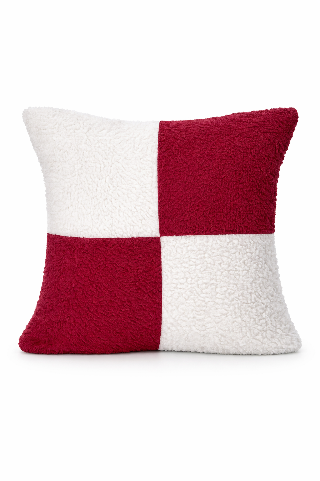 Teddy Fleece Square Check Cushion Covers (Multiple Colours, 45cm x 45cm)