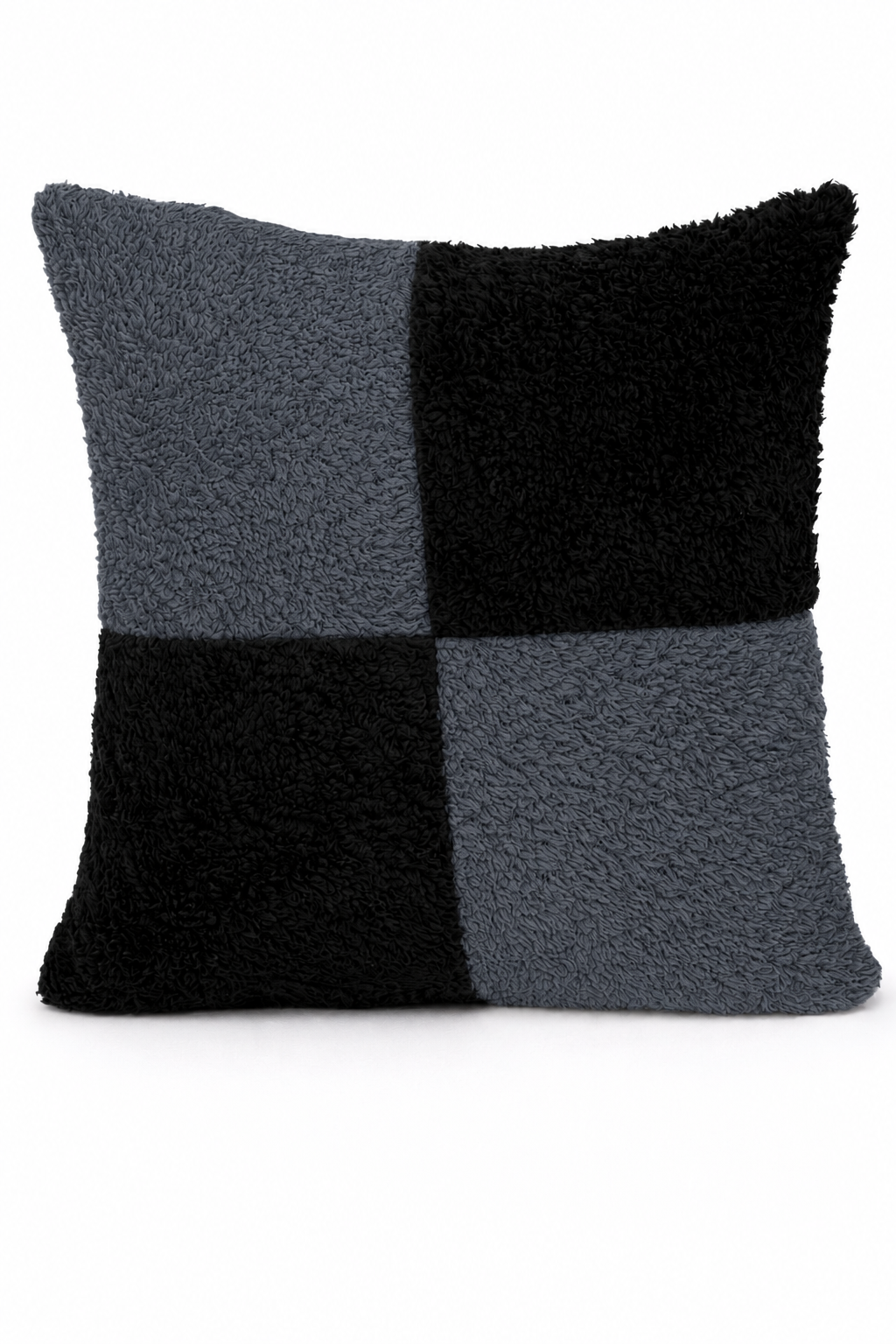 Teddy Fleece Square Check Cushion Covers (Multiple Colours, 45cm x 45cm)