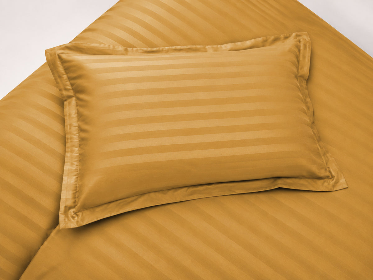 Stripes Duvet Cover Bedding Set With Pillowcase (Ochre)