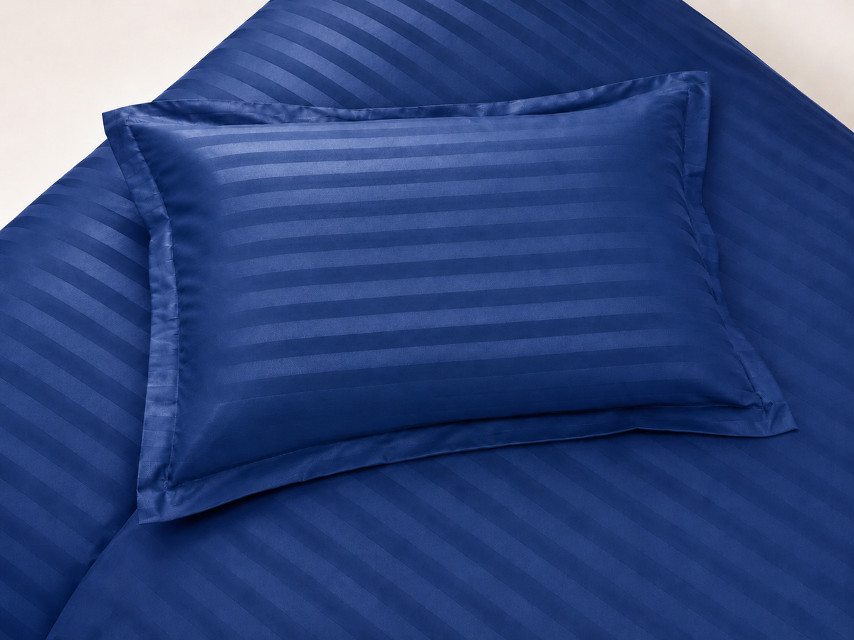 Striped Duvet Cover Bedding Set With Pillowcase (Blue)