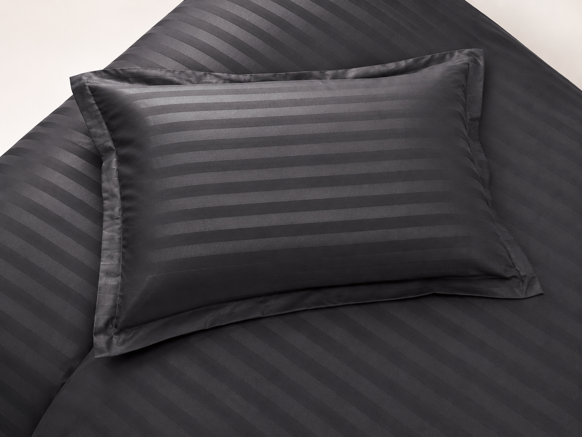 Striped Duvet Cover Bedding Set With Pillowcase (Grey)