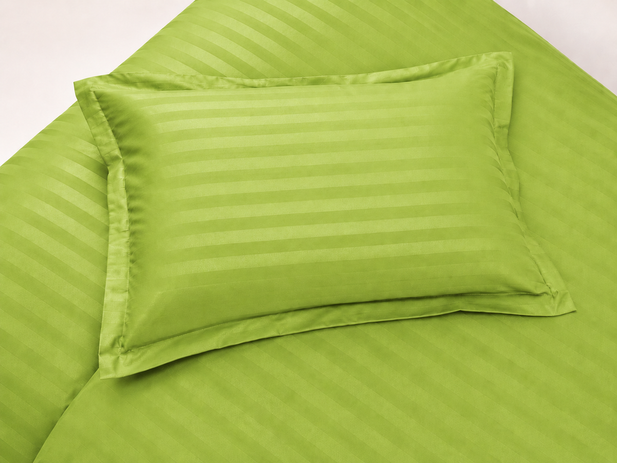 Striped Duvet Cover Bedding Set With Pillowcase (Lime)