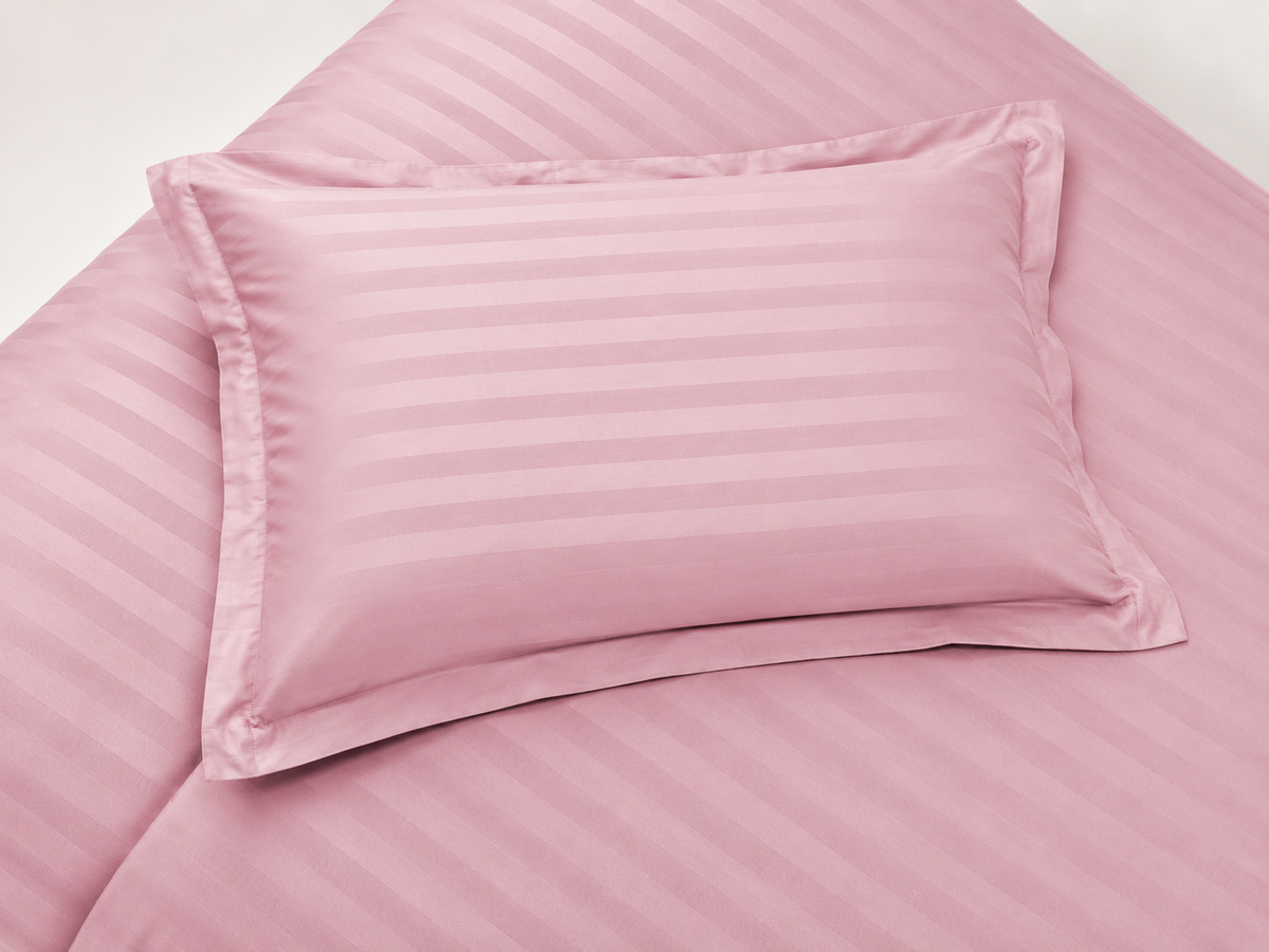 Striped Duvet Cover Bedding Set With Pillowcase (Pink)