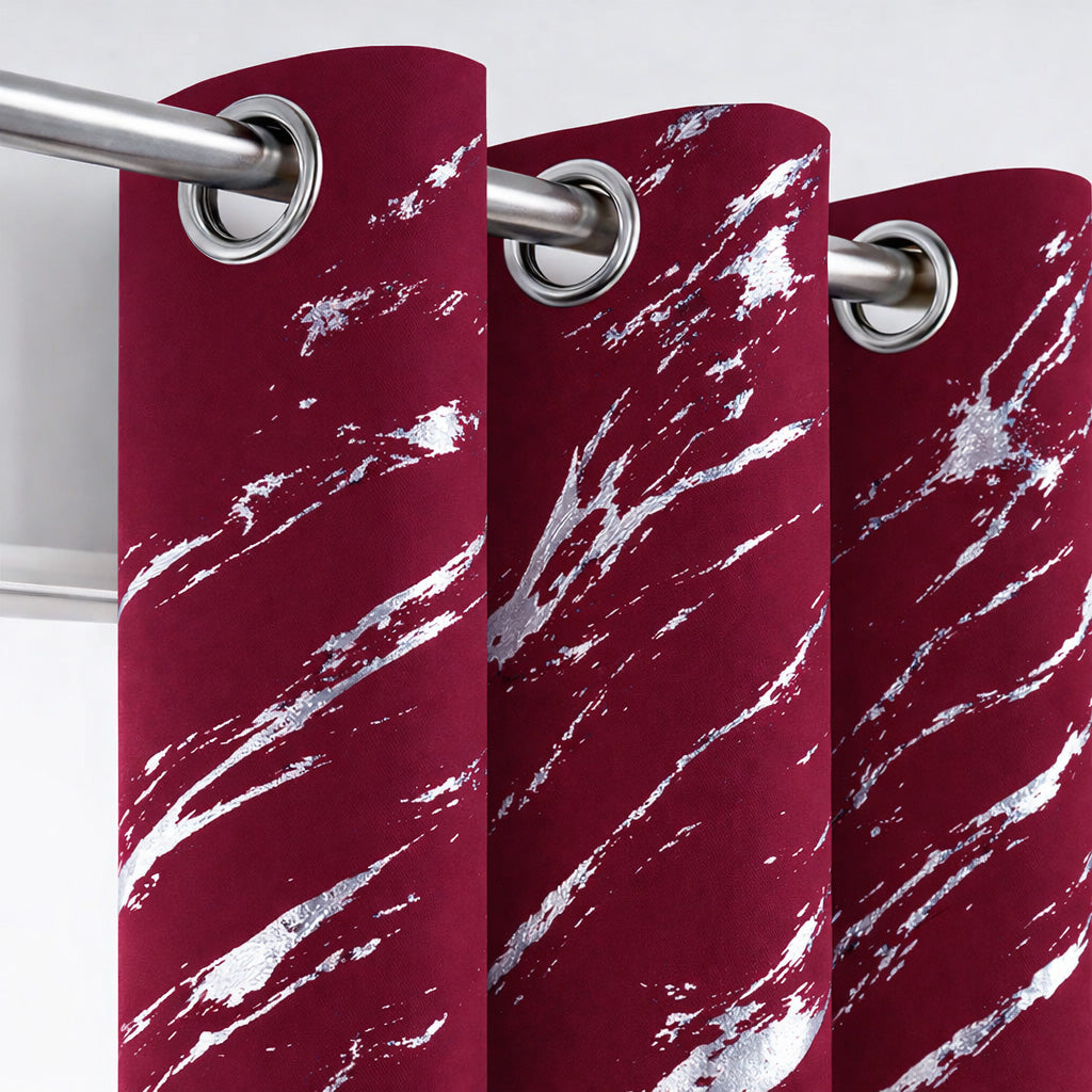 Elyse Red Thermal Blackout Eyelet Curtains With Silver Foil (Red)