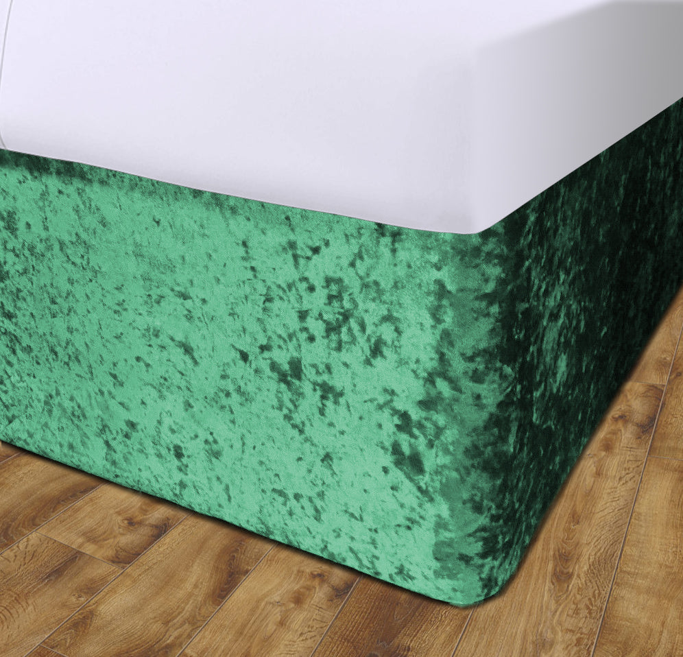 Crushed Velvet Elasticated Divan Bed Valance (Emerald Green)