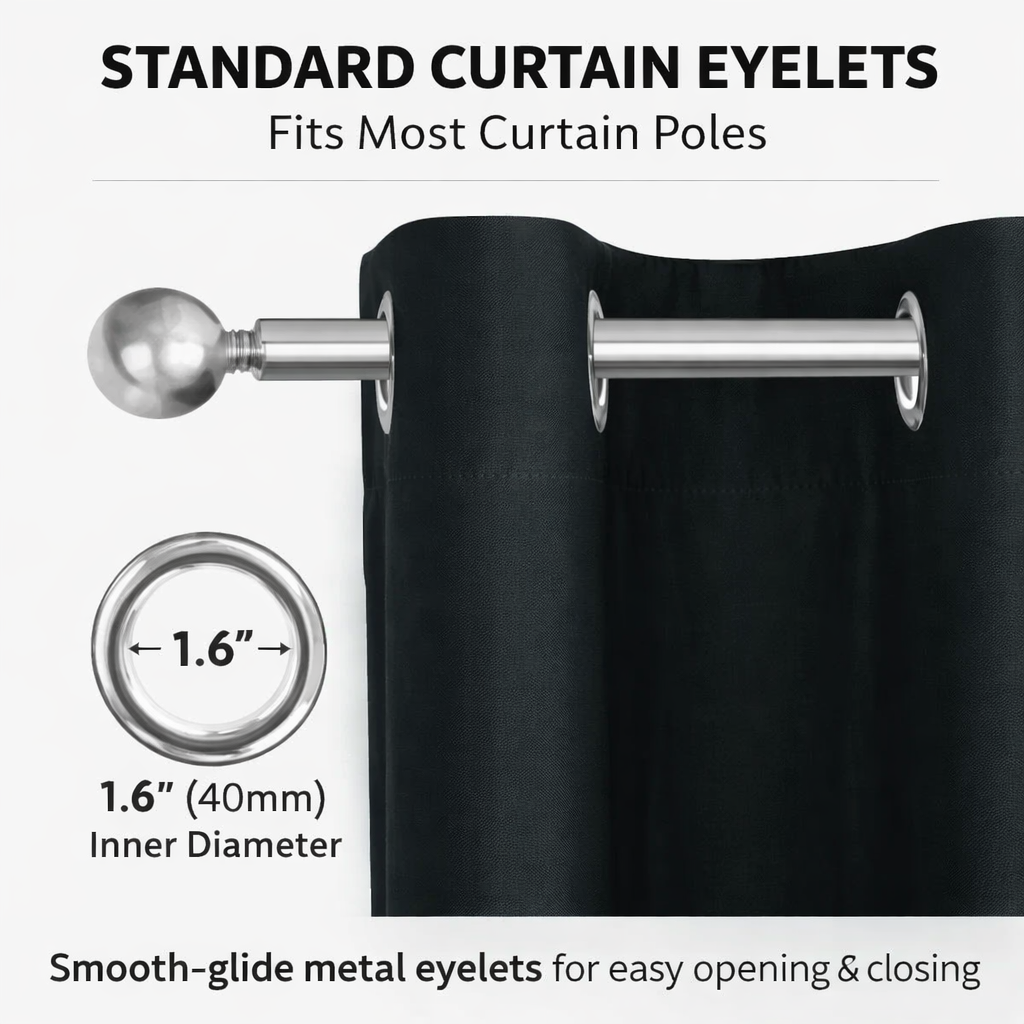 Thermal Blackout Ready Made Eyelet Curtains + Tie Backs (Navy)