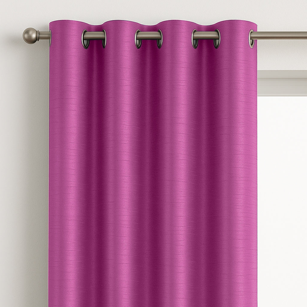 Faux Silk Eyelet Fully Lined Curtains (Fuchsia)