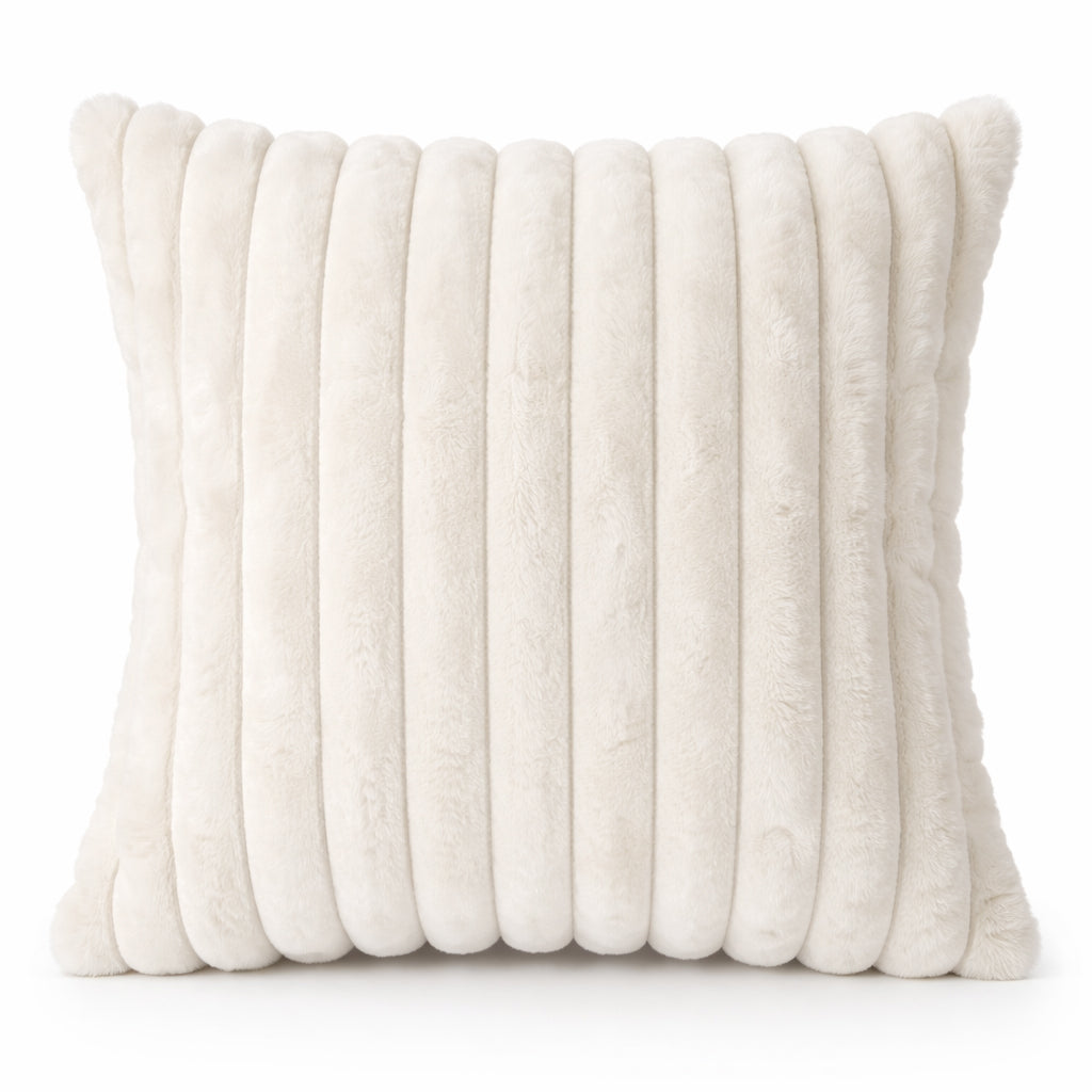 Ribbed Faux Fur Cushion Cover – Soft Plush Decorative Pillow (Multiple Colours and Sizes)