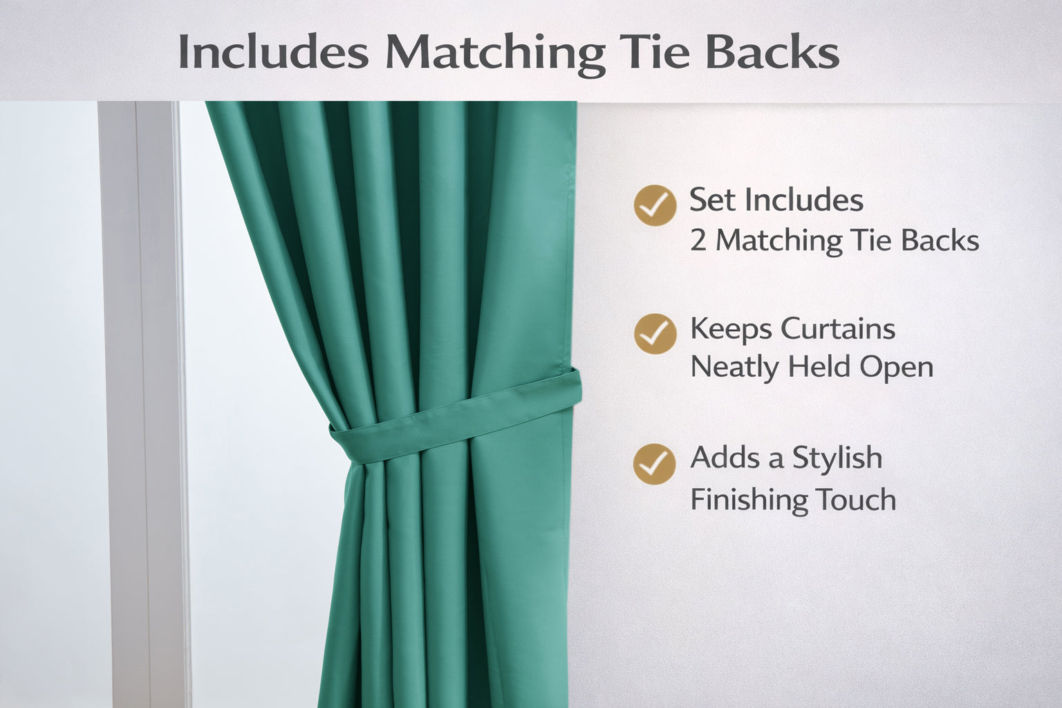 Thermal Blackout Ready Made Eyelet Curtains + Tie Backs (Teal)