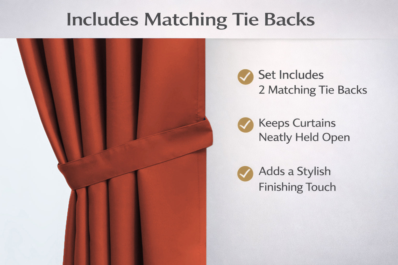 Thermal Blackout Ready Made Eyelet Curtains + Tie Backs (Terracotta)