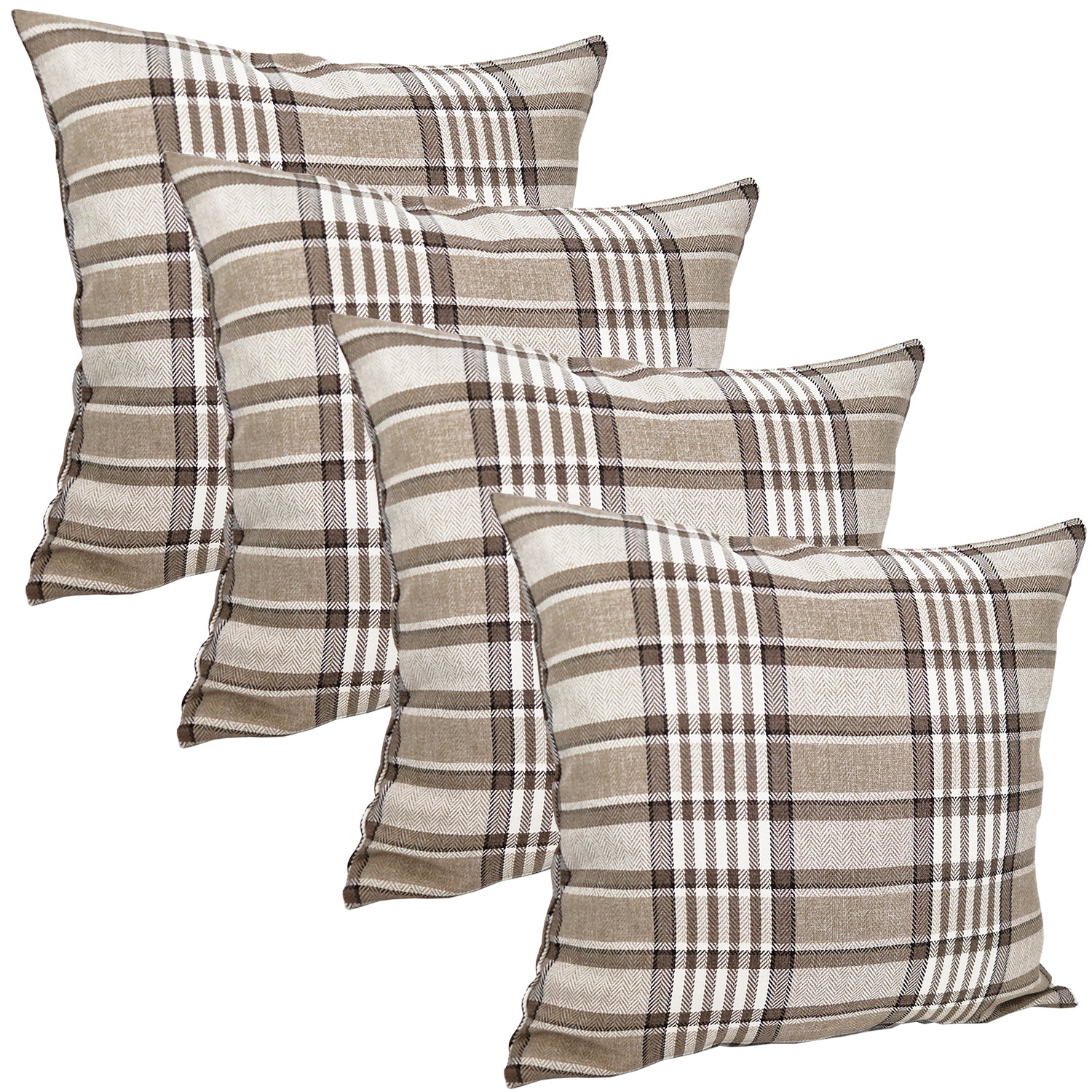 Tartan Check Cushion Covers (Pack Of 4) 22" x 22"