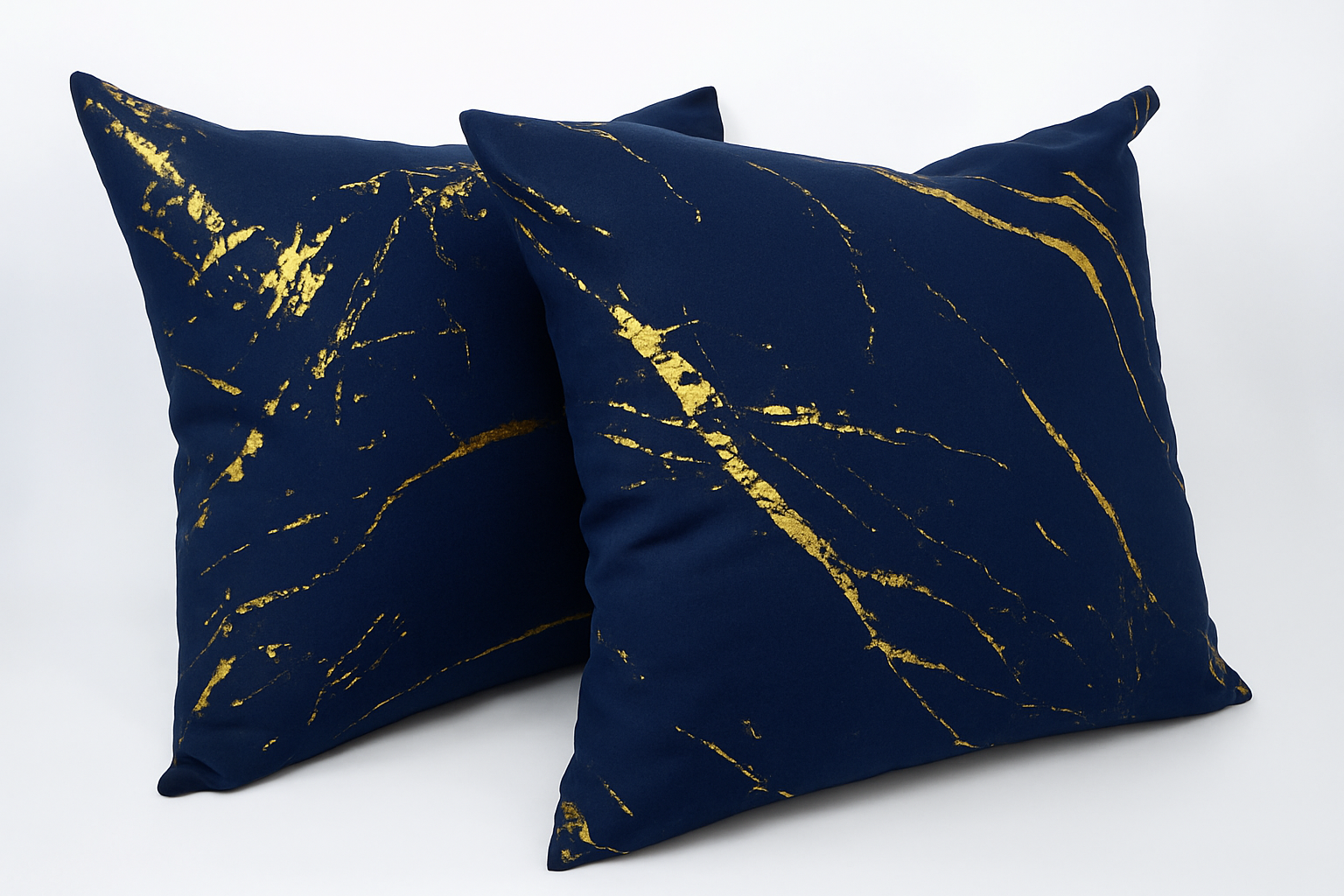 Elyse Navy Thermal Blackout Pencil Pleat Curtains With Gold Foil (Navy/Gold)