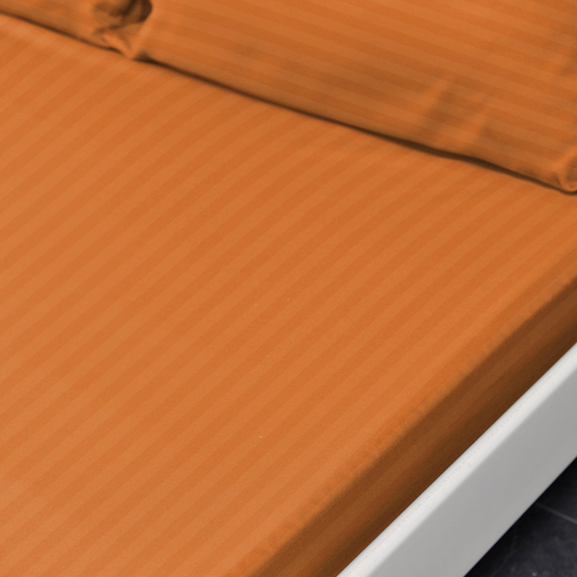 Striped Microfibre Fitted Bed Sheet (Orange)