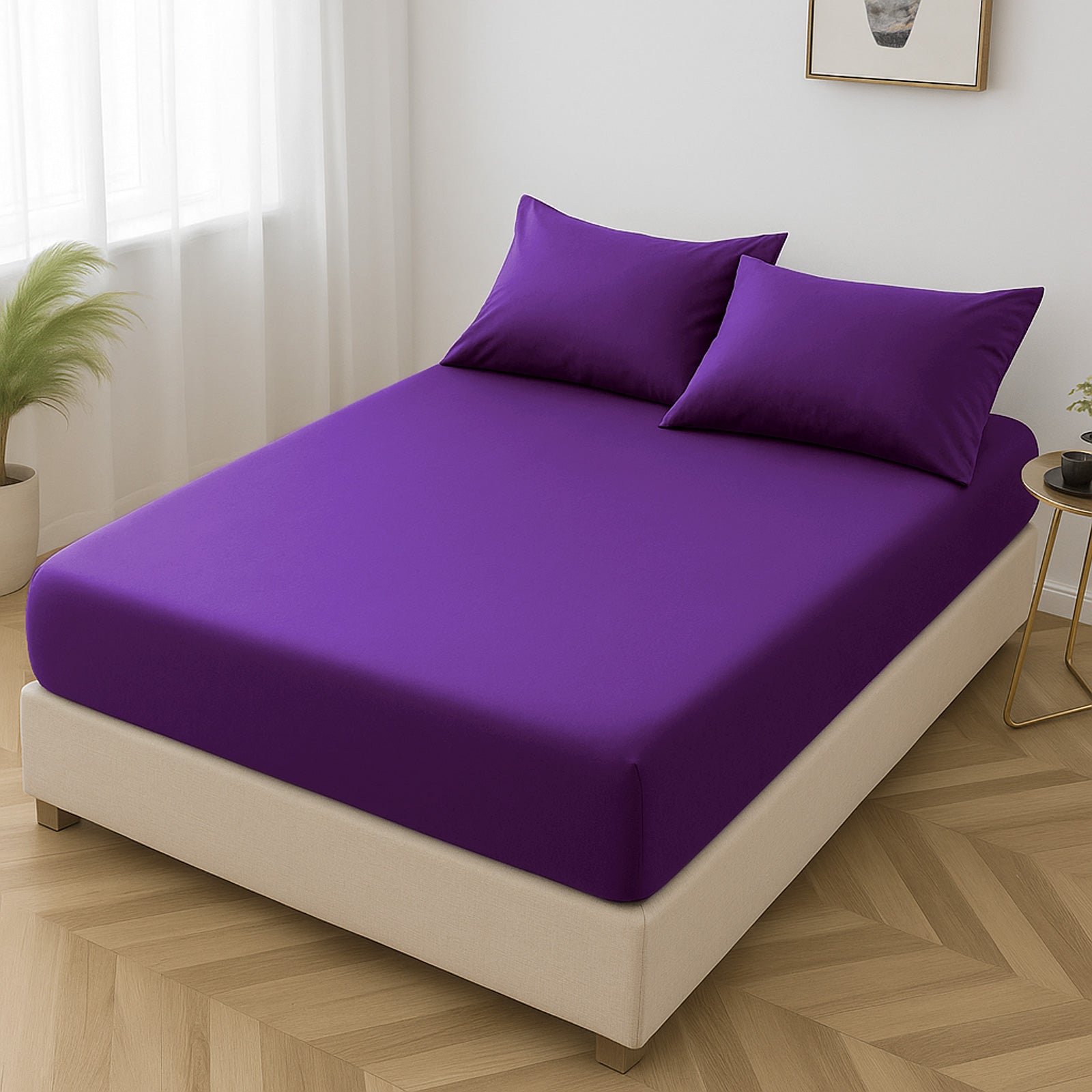 Microfibre Fitted Bed Sheet (Aubergine)