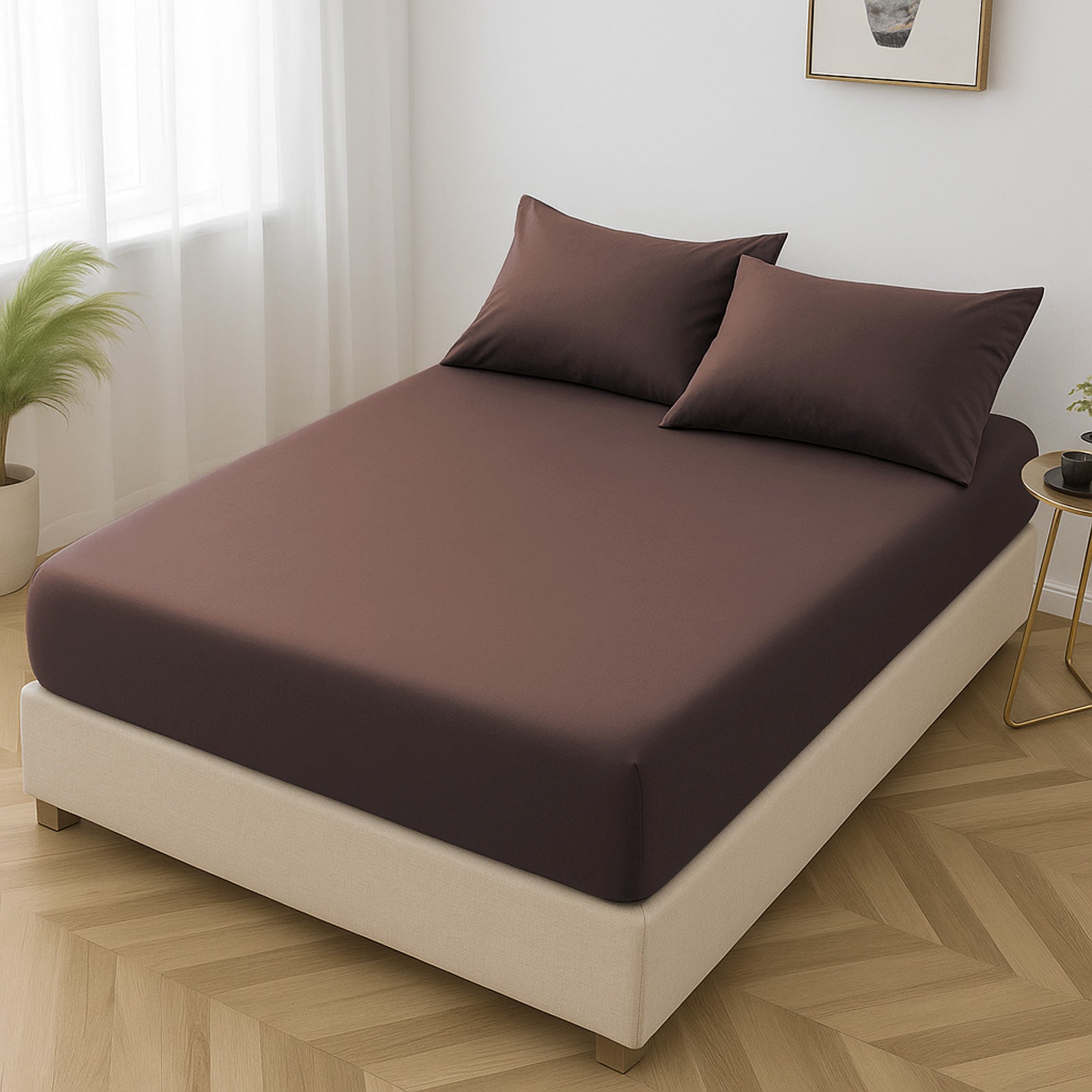 Microfibre Fitted Bed Sheet (Chocolate)