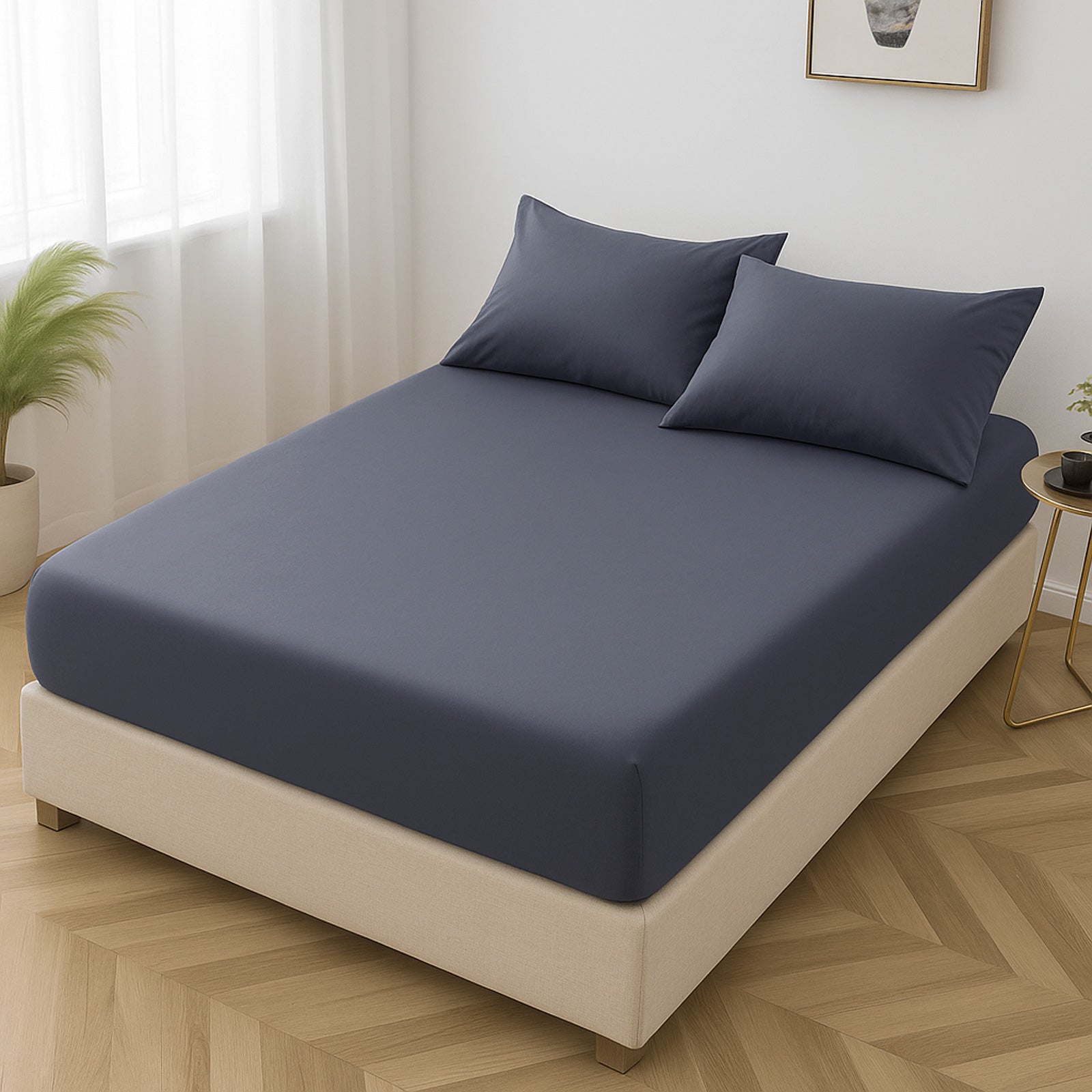 Microfibre Fitted Bed Sheet (Grey)