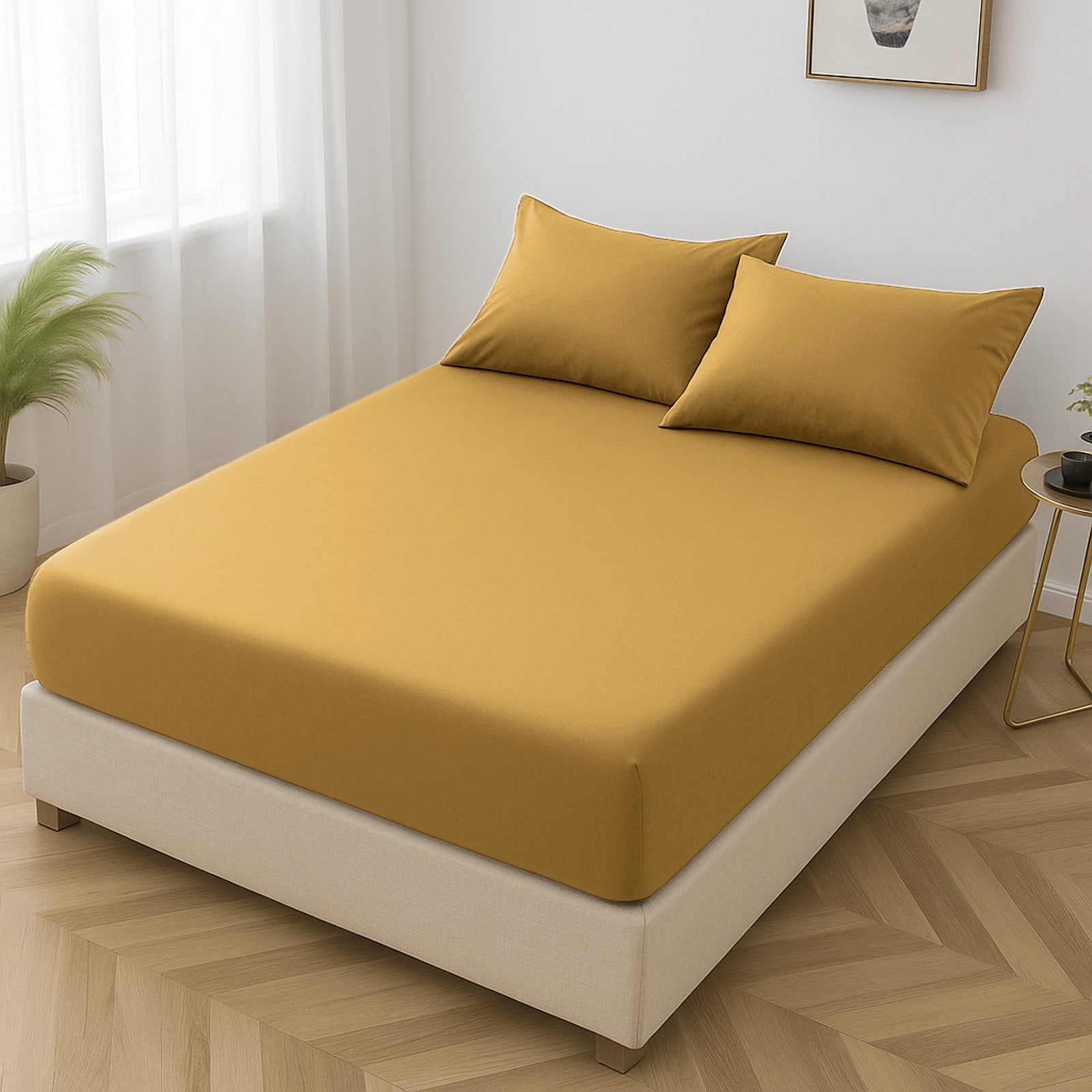 Microfibre Fitted Bed Sheet (Ochre)
