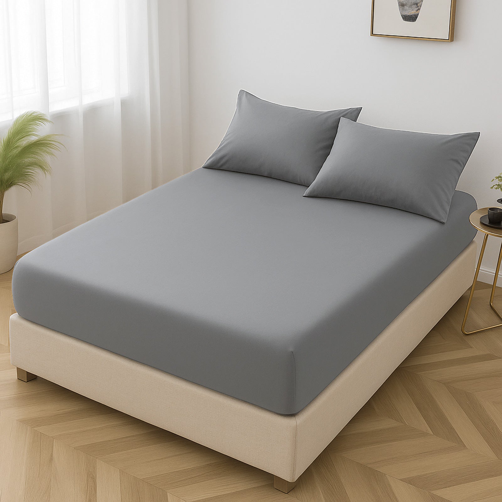 Microfibre Fitted Bed Sheet (Silver)